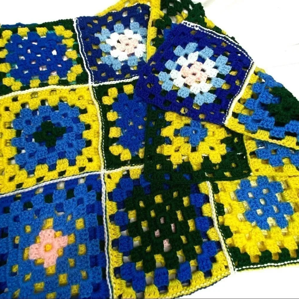 Hand crocheted granny square baby Afghan size 49” X 37”